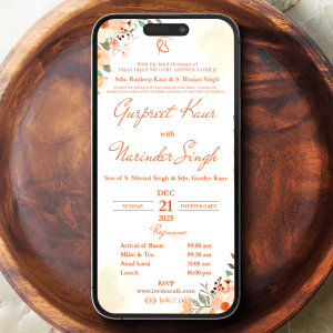 Floral Sikh Wedding Invitation