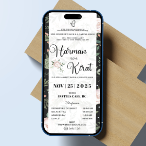 Watercolor Floral Sikh Wedding Invitation