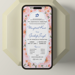 Watercolor Floral Sikh Wedding Invitation
